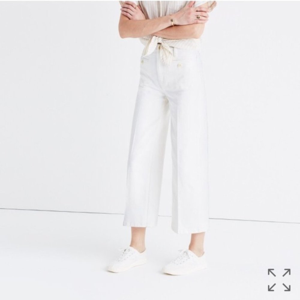 Madewell Wide Leg Crop Jeans Ecru Welt Pocket 25